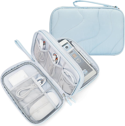 Skycase Tech Pouch - Lightweight Electronics Organizer Travel Case, Double Layers Travel Cable Organizer, All-in-One Storage Bag for Charger, Cord, Phone, Flash Drive, Accessories