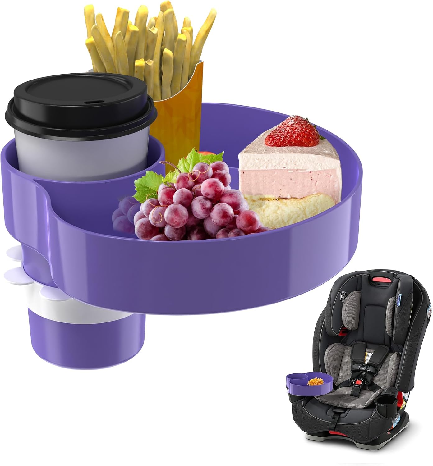 Kids Car Seat Tray, Travel Tray with Cup Holder for Toddler Baby, Kids Car Seat Food Snack Organizer for Road Trip, Stroller snack Organizer Travel Must Haves Toddler Must Haves (Purple, 1 PCS)