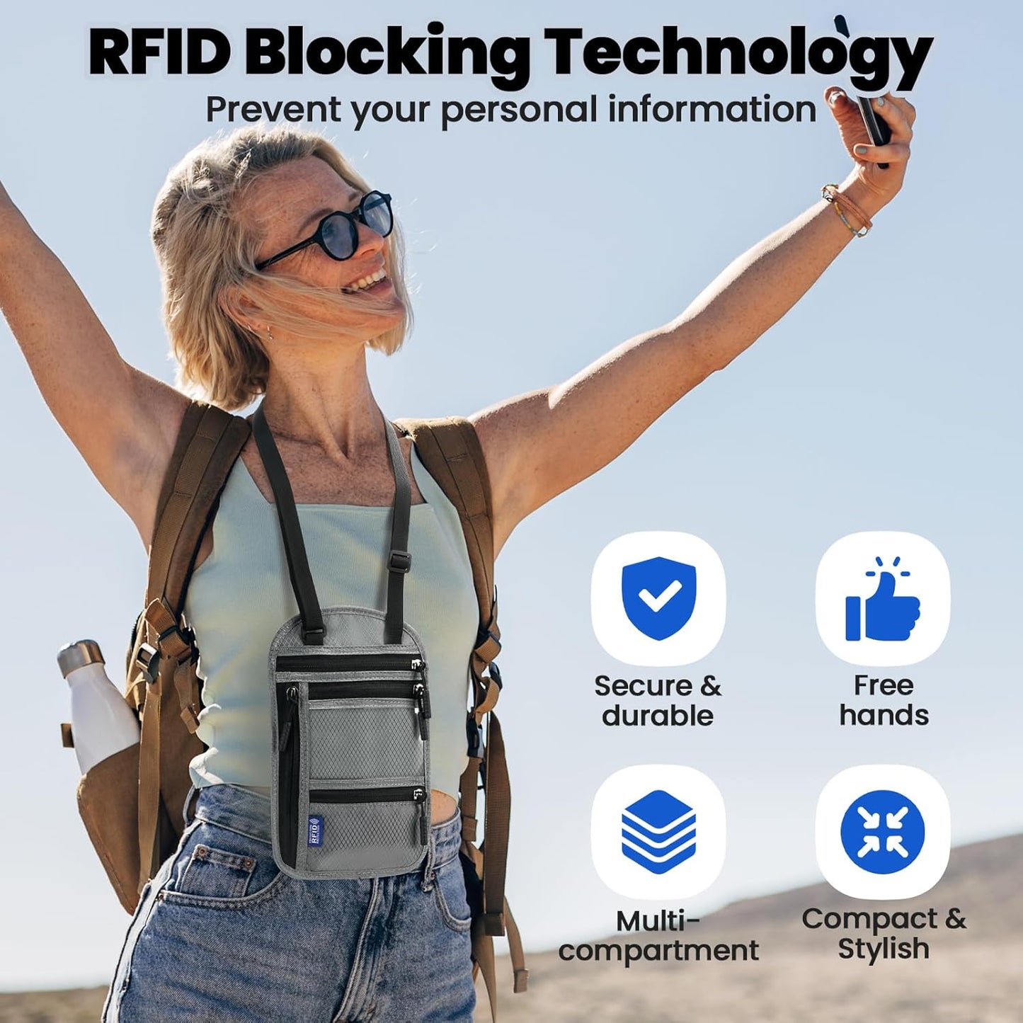 Passport Holder for Families | RFID Blocking Neck Wallet | Travel Document Organizer | Multi-Passport Pouch | Portable and Stylish