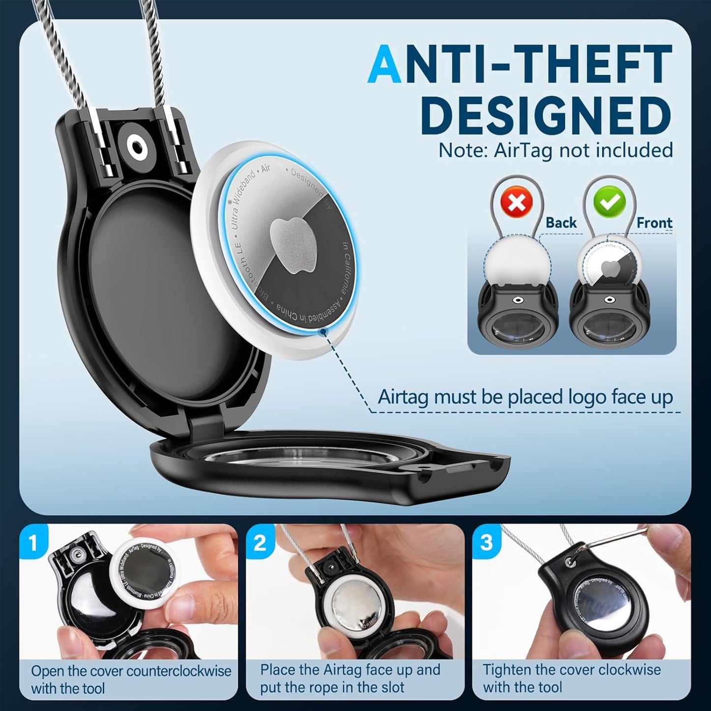 Waterproof Airtag Holder,2 Pack Airtag Case with Secure Lock,Airtags Keychain for Apple Airtag,Anti-Lost Protective Case Air tag Accessories for GPS Item Finder Tracker Luggage,Bag,Key,Pet-Black/Red