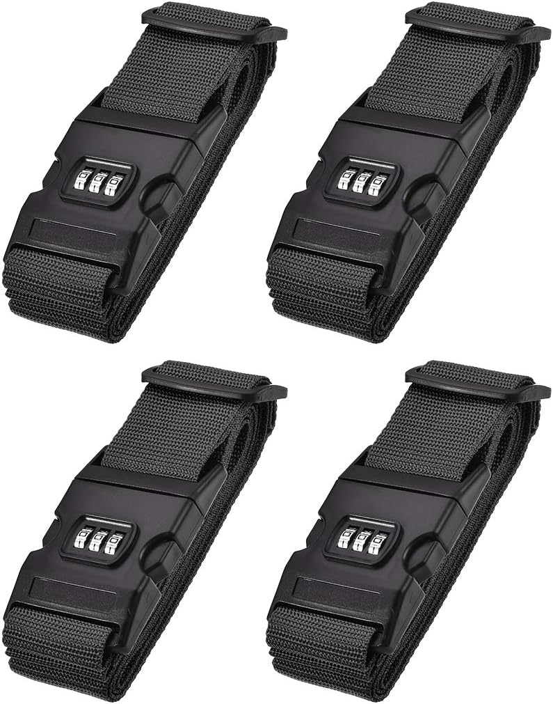 uxcell Luggage Straps Suitcase Belts with Buckle, Combination Lock, Adjustable Travel Packing Accessories