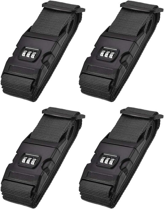 uxcell Luggage Straps Suitcase Belts with Buckle, Combination Lock, Adjustable Travel Packing Accessories