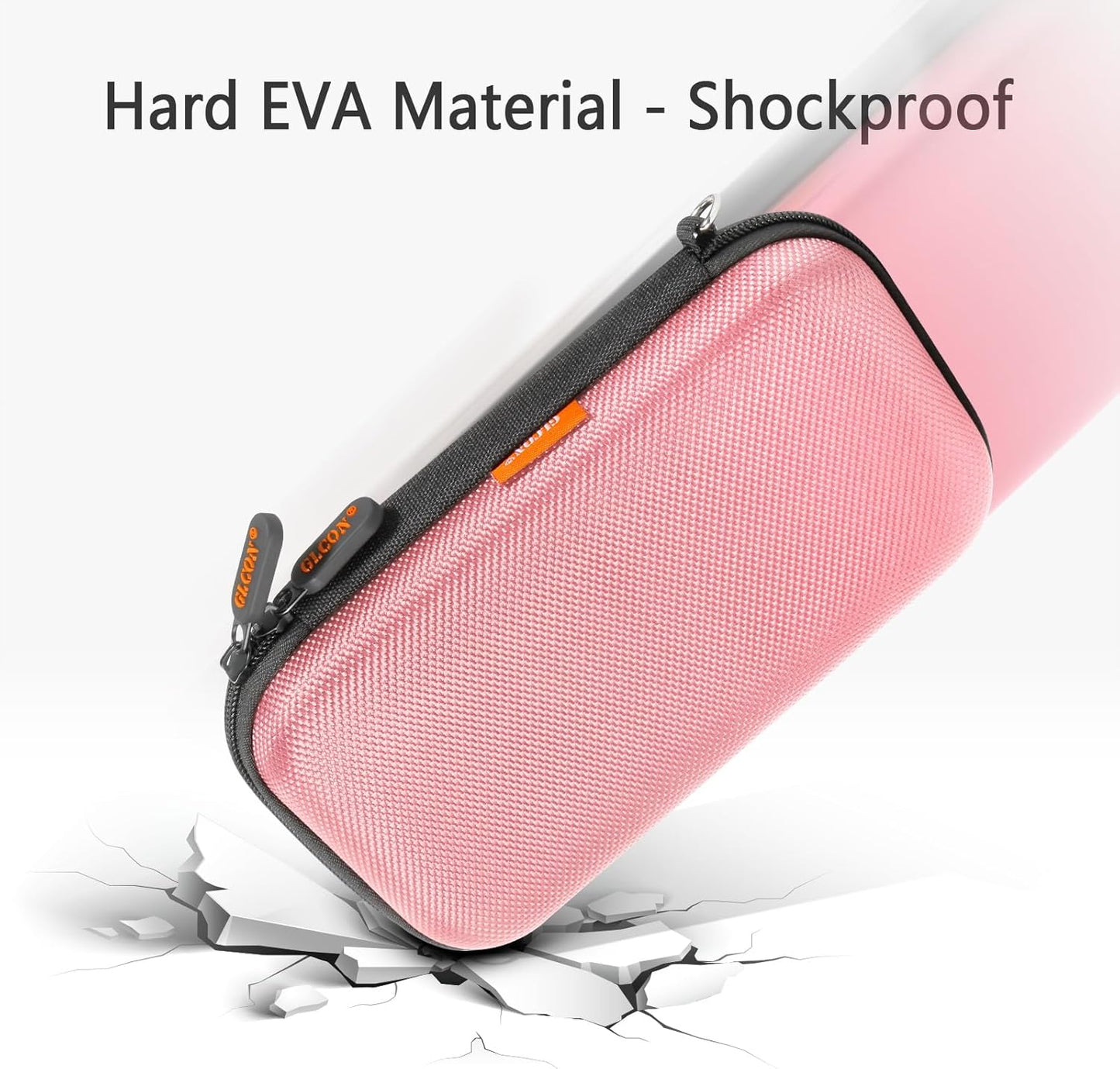 GLCON Electronic Organizer Travel Case - Shockproof Carrying Case Hard Protective Tech Pouch for Power Bank, Earbuds, Hard Drive, Smartphone, Cable, Charger, Adapter - Small Zipper Storage Bag - Pink