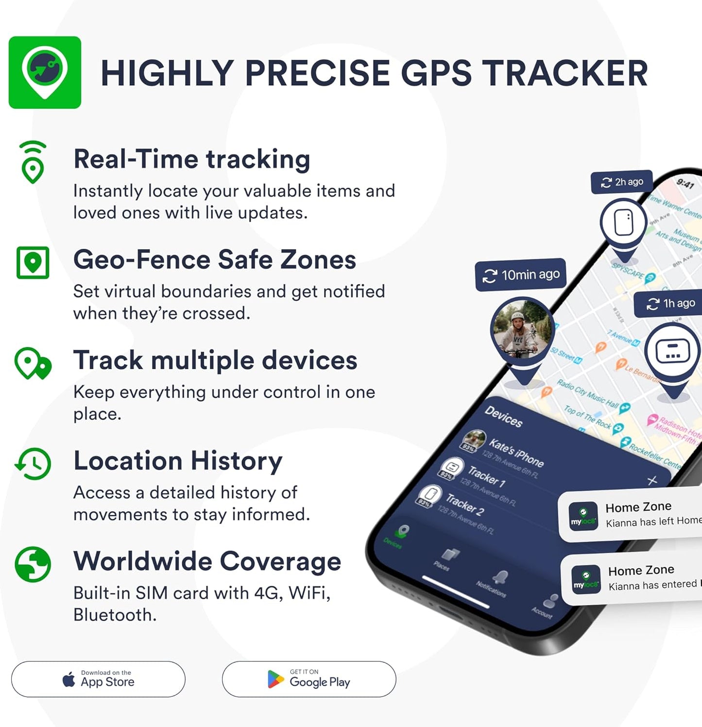 GPS Luggage Tracker for Suitcases TSA Approved, Android & iOS Compatible - Real-Time Tracking Device for Travel - Smart Tag with Bag Opening Alert - Long Battery Life (12-Mo Subscription Included)