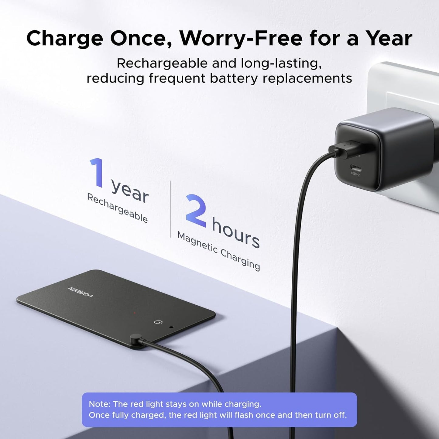 UGREEN FineTrack Slim S Bluetooth Tracker Tags Work with Samsung SmartThings APP (Samsung Only), 1.7mm Ultra-Slim Wallet Card Finder, Rechargeable IP68 Waterproof Tracker Card for Wallet, Key, Luggage