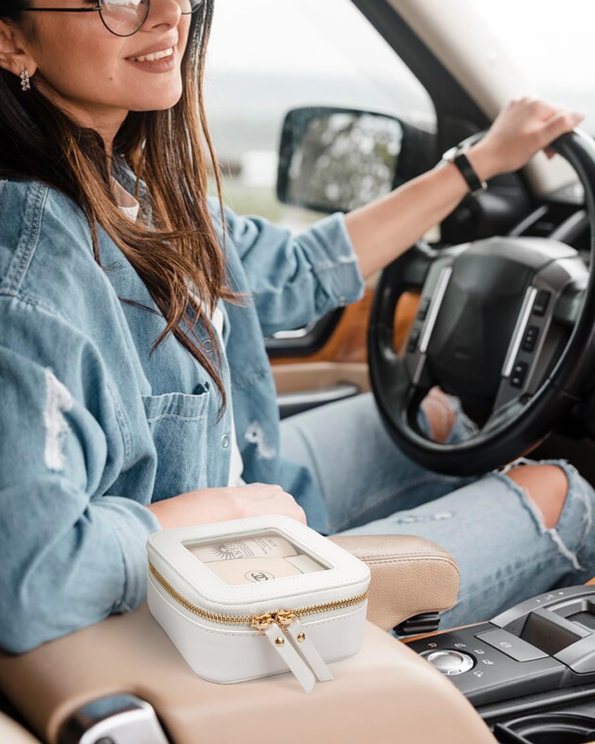 LETGO Clear Makeup Bags Small, Small Clear Makeup Bag for Purse,Mini Makeup Pouch Purse Organizer Fit Carry-on Travel Essentials,Cute Cosmetic Bags for Car Accessories for Women (Mini-White)