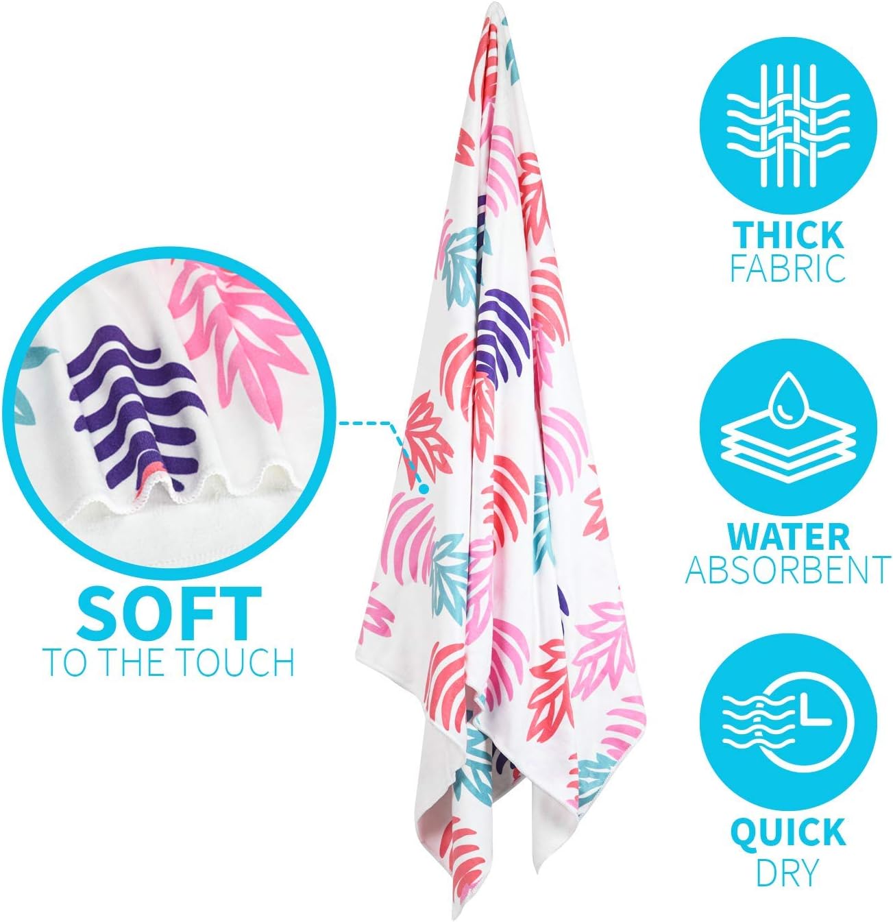 Beach Bag Spacious Shoulder Tote Travel & Gym Bag w/Multiple Pockets & Strong Zipper