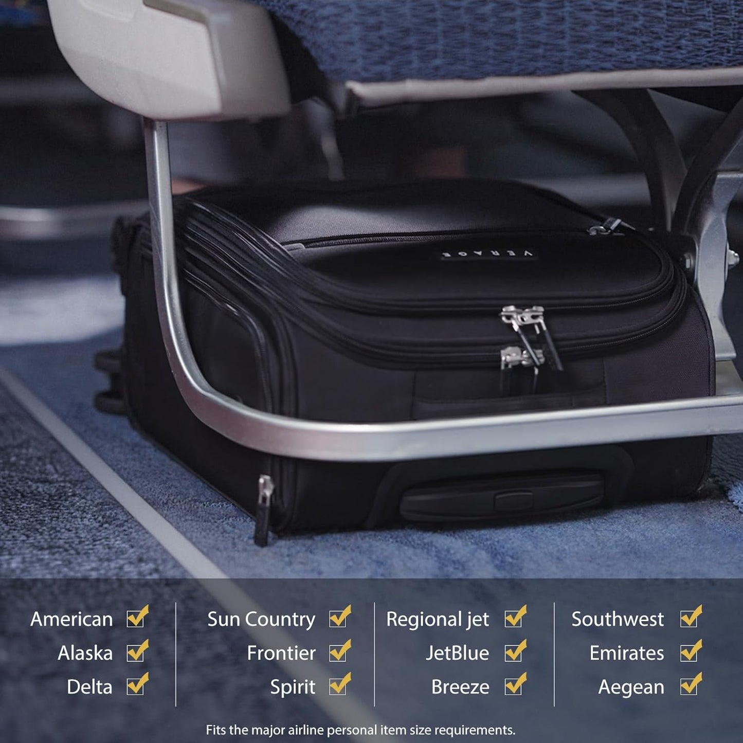 Verage Underseat Carry On Luggage with Wheels, 14.5-Inch Spinner Small Suitcase, Softside Lightweight Travel Bag for Men and Women, Airplane Carry On Bag, Black