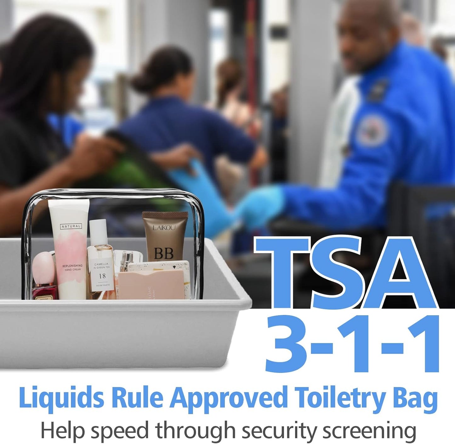 PACKISM Clear Makeup Bags, 4 Pack Quart Size Travel Bag TSA ApprovedTravel for Toiletries, Cosmetic Bags Carry on Clear Toiletry TSA Approved Toiletry, Black