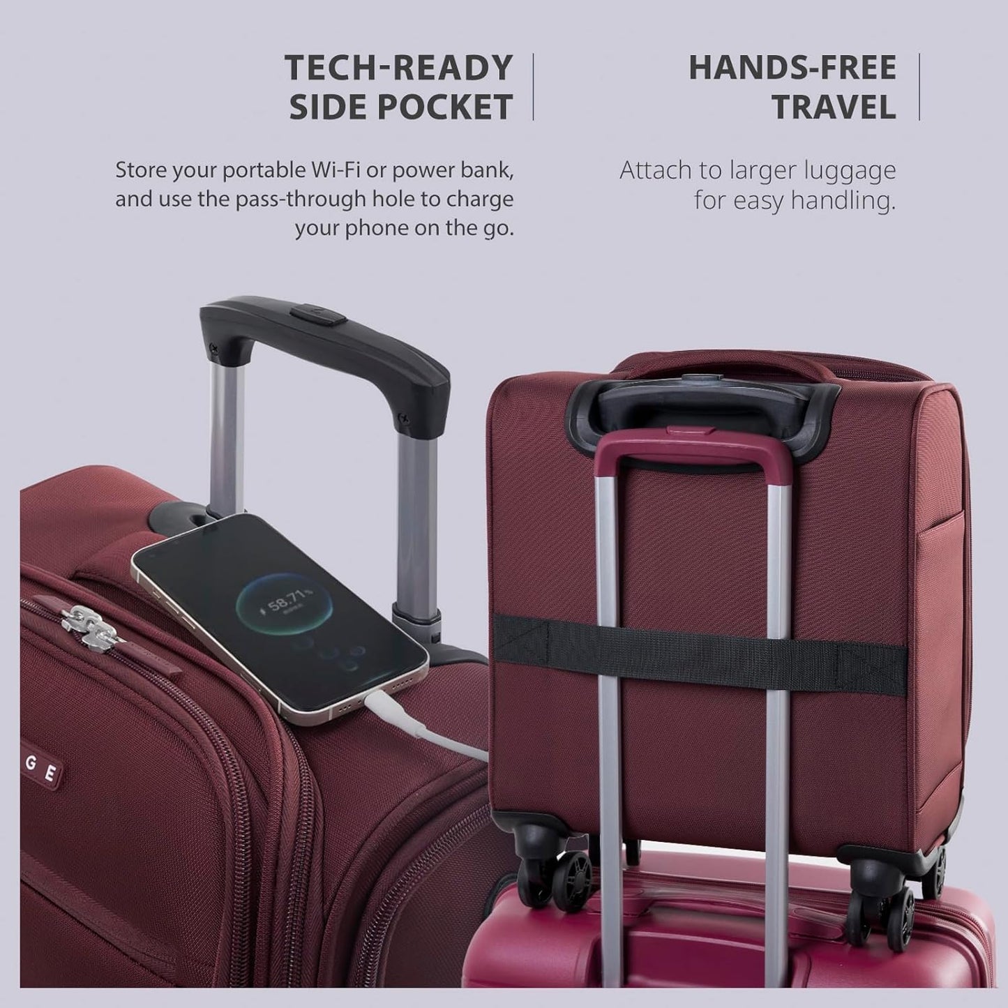 Verage Underseat Carry On Luggage with Wheels, 14.5-Inch Spinner Small Suitcase, Softside Lightweight Travel Bag for Men and Women, Airplane Carry On Bag, Burgundy Red