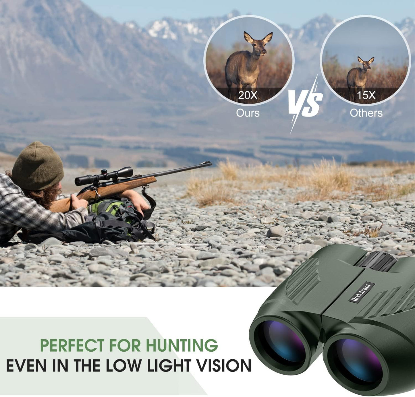 20X25 Compact Binoculars for Adults and Kids,Large Eyepiece Waterproof Binocular，Easy Focus Small Binoculars for Bird Watching,Hiking and Concert, Green