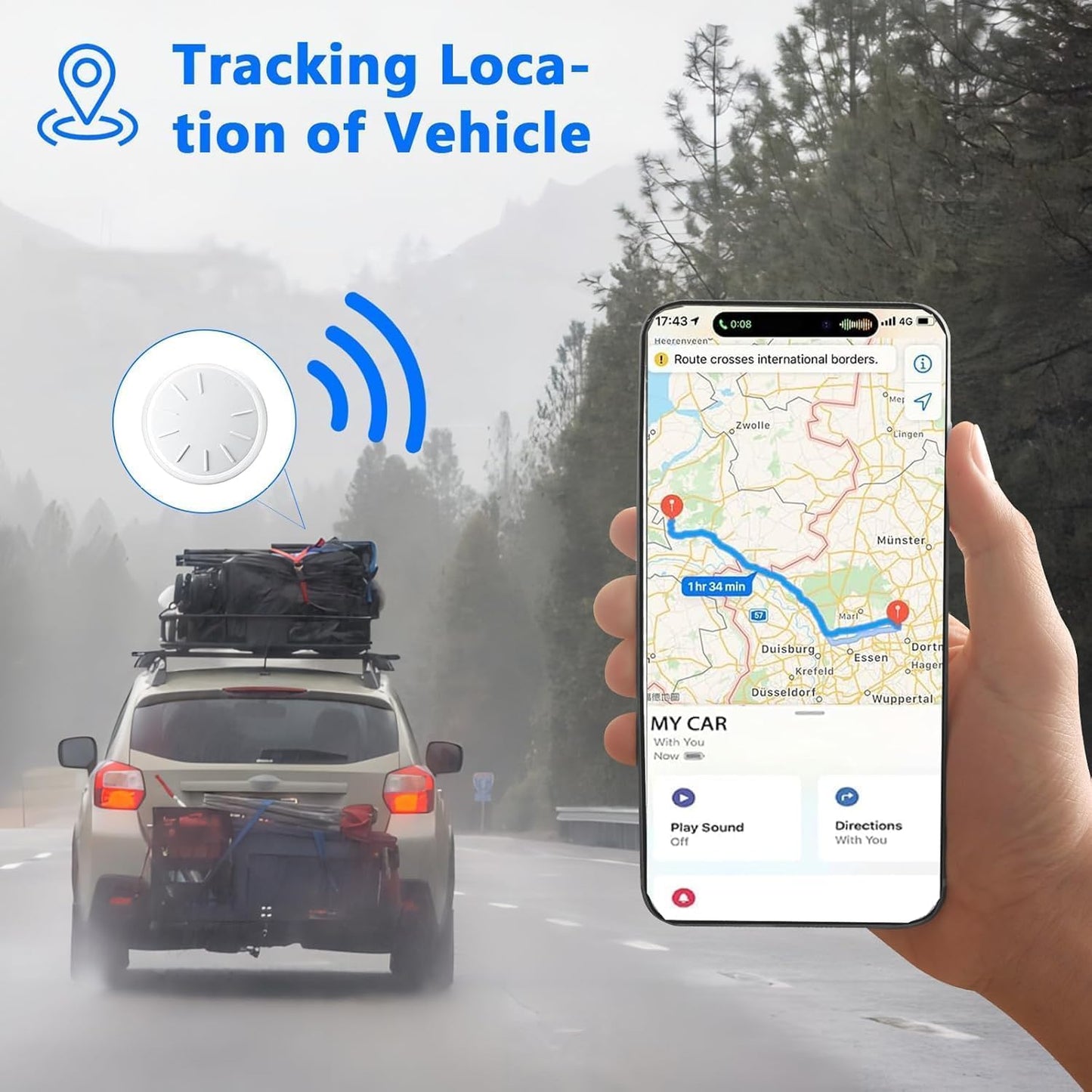 No Subscription Vehicle GPS Tracker,Portable Car GPS Tracker Work with Apple Find My（iOS Only,Mini Magnetic GPS Device Full Coverage Pinpoint Vehicle Location Elderly Children Pets (White,1PCS)