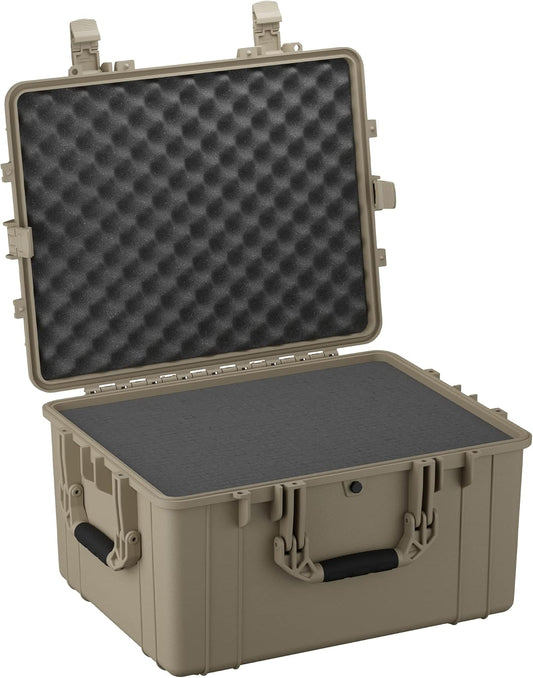 Condition 1 25" Large Heavy-Duty Protective Waterproof Hard, Case Model 024, Portable Storage Box with Customizable Foam, Camera, Tool, Hunting, Made in USA, 24.27"x19.40"x13.57" Tan