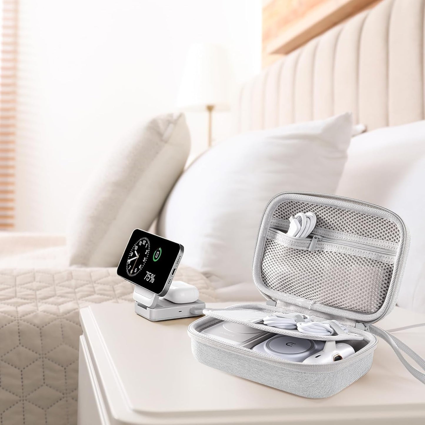 ProCase Hard Travel Electronic Organizer Case for MacBook Power Adapter Chargers Cables Power Bank Apple Magic Mouse Apple Pencil USB Flash Disk SD Card Small Portable Accessories Bag