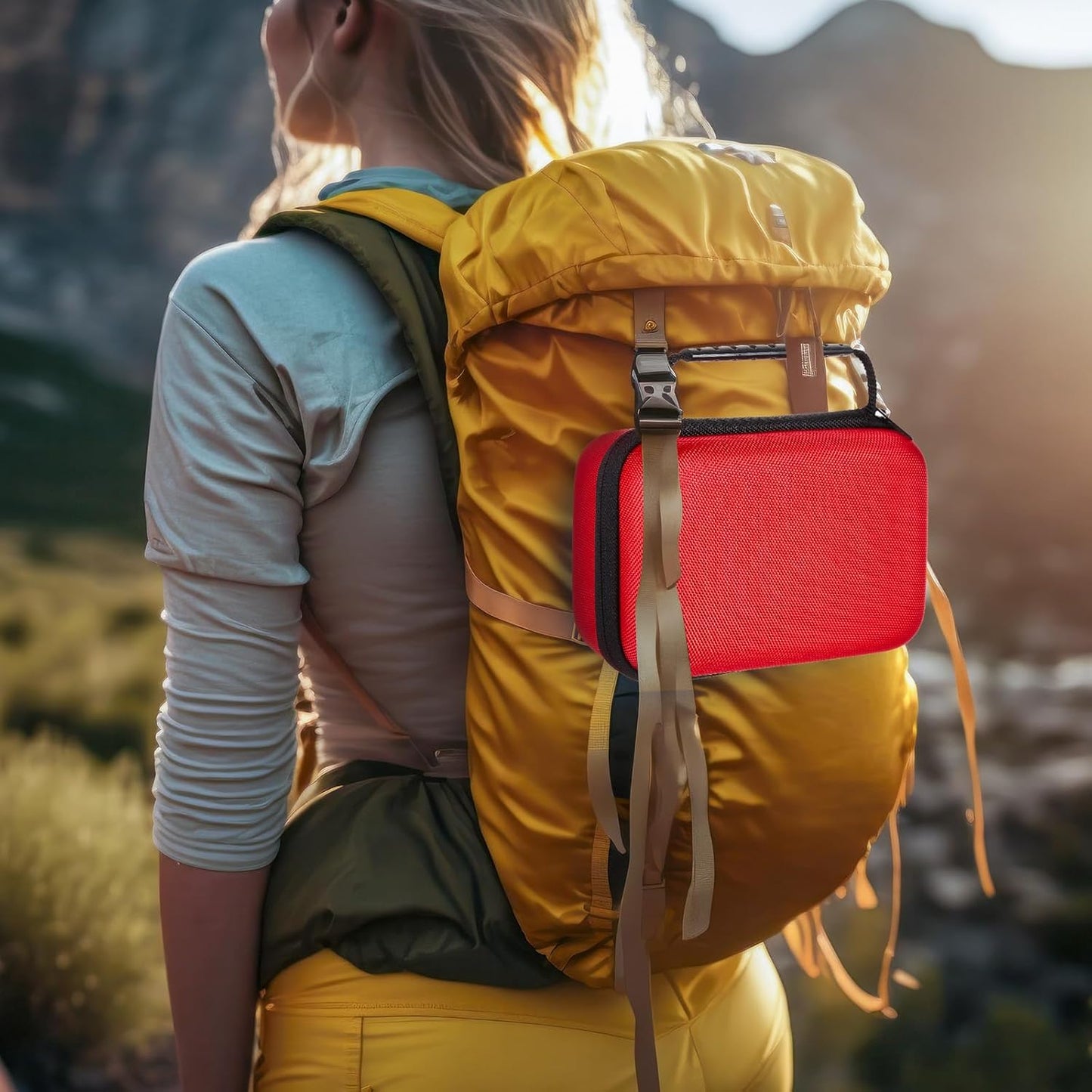 EVA Hard Case with Customizable Foam Protective EVA Carrying Case Shockproof Outdoor for Camera, Digital Products, Electronic Instruments with Knife(Red,7.1 x 4.7 x 3.1 Inch)