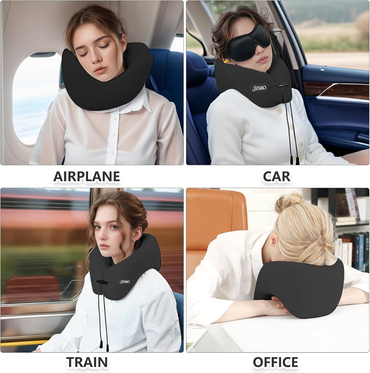 Travel Pillow, Neck Pillow Airplane, Plane Pillow Memory Foam Travel Neck Pillow with 360° Head and Neck Support, Portable Travel Essential Suitable for Airplane, Car, Train, or Bus Trip