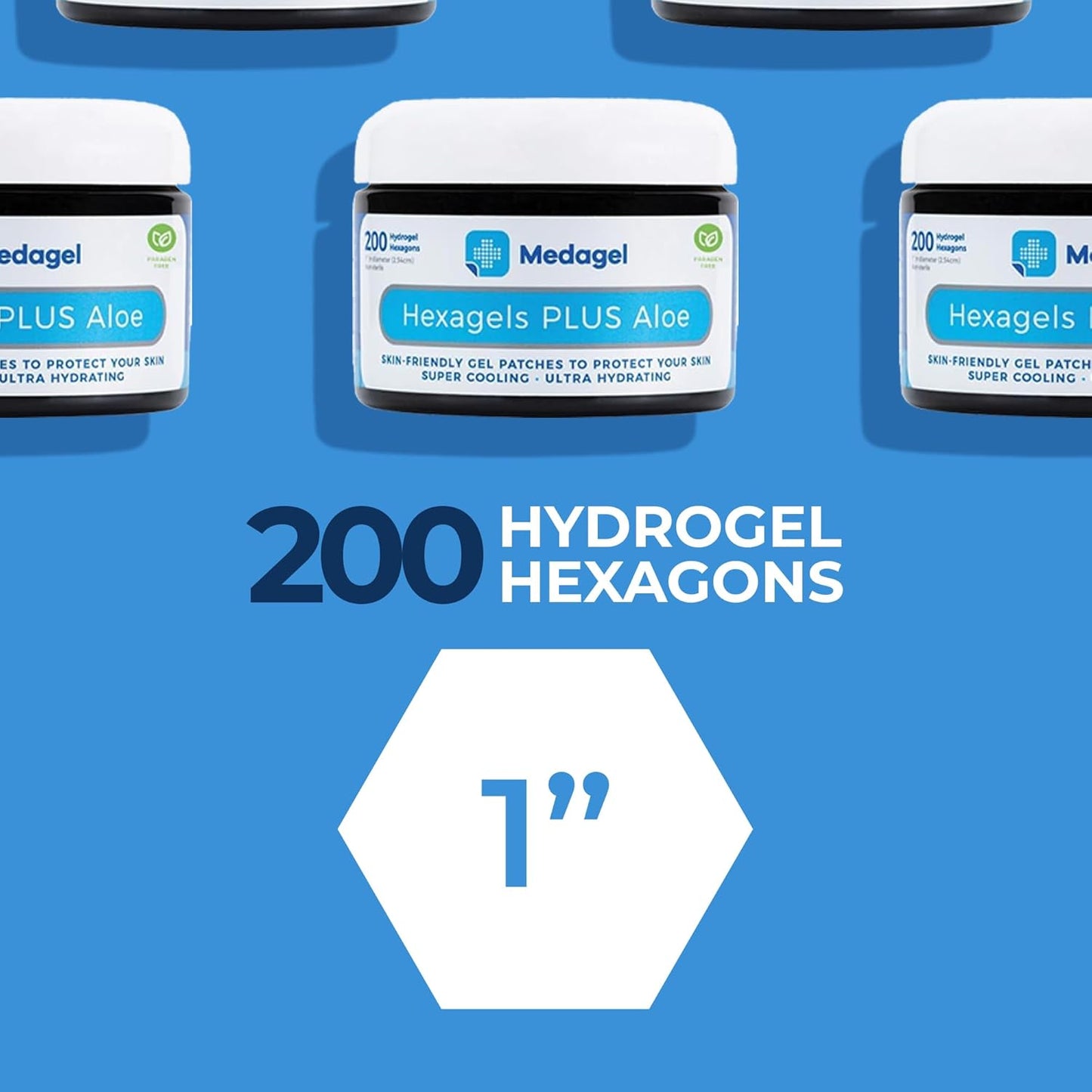 Hexagels Plus Aloe Vera - Advanced Healing Hydrogel Pads for Blister Prevention & Soothing Burn Care - Foot, Heel, Toe, & Ankle Protection, Pack of 200, 1-Inch Patches, by Medagel, Paraben Free