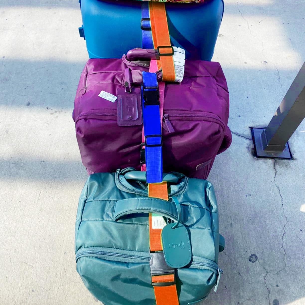 2Pack Luggage Straps Add Bag Luggages Straps to Connect Two Suitcases, Adjustable Luggage Belt Connector for Carry On, Travel Attachment Accessories for Connect Your 3 Luggages, Orange