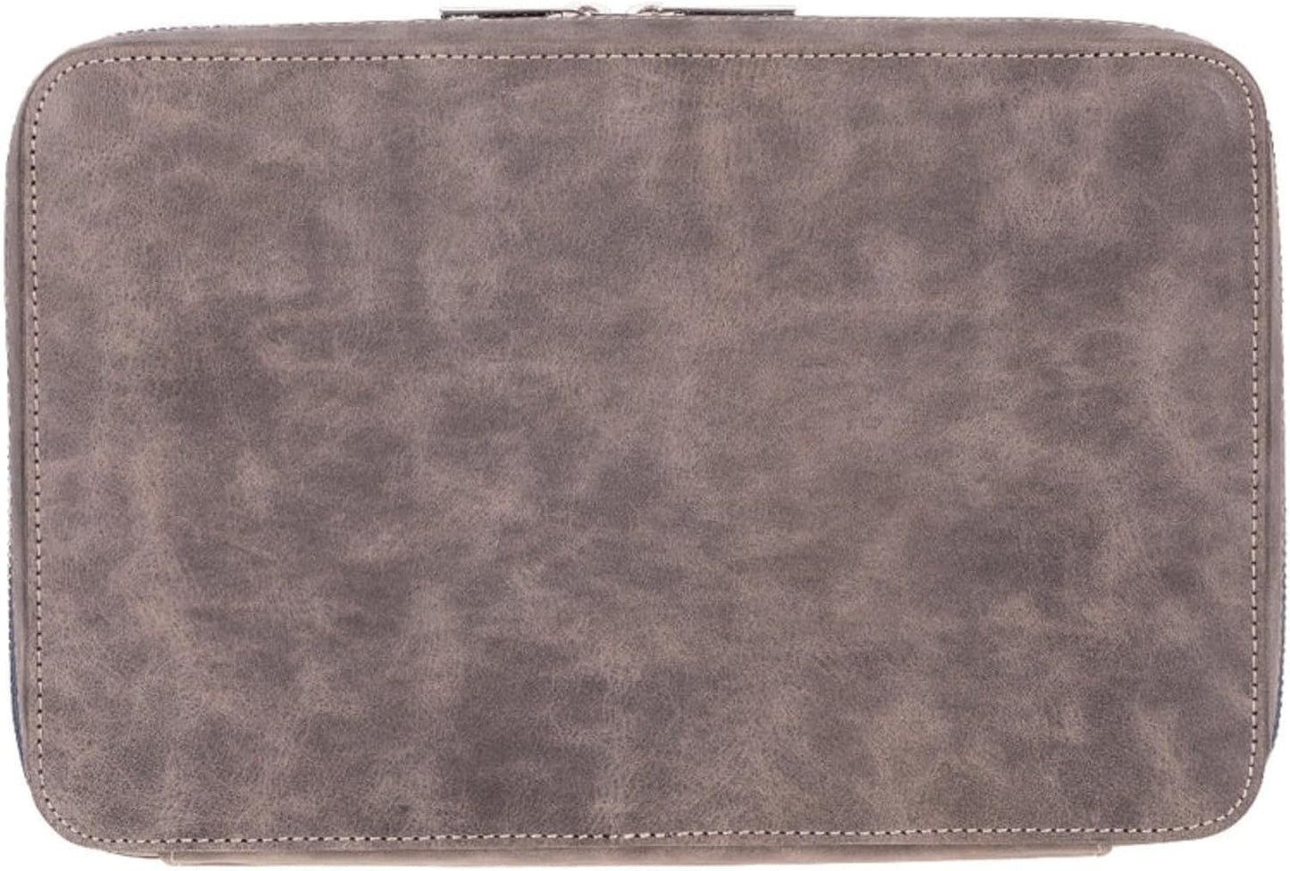 Medicine Handmade Leather Cable Organizer Bag – Full-Grain Leather Travel Tech Case for Cords, Chargers & Accessories – Zippered Storage for Men & Women (Gray)