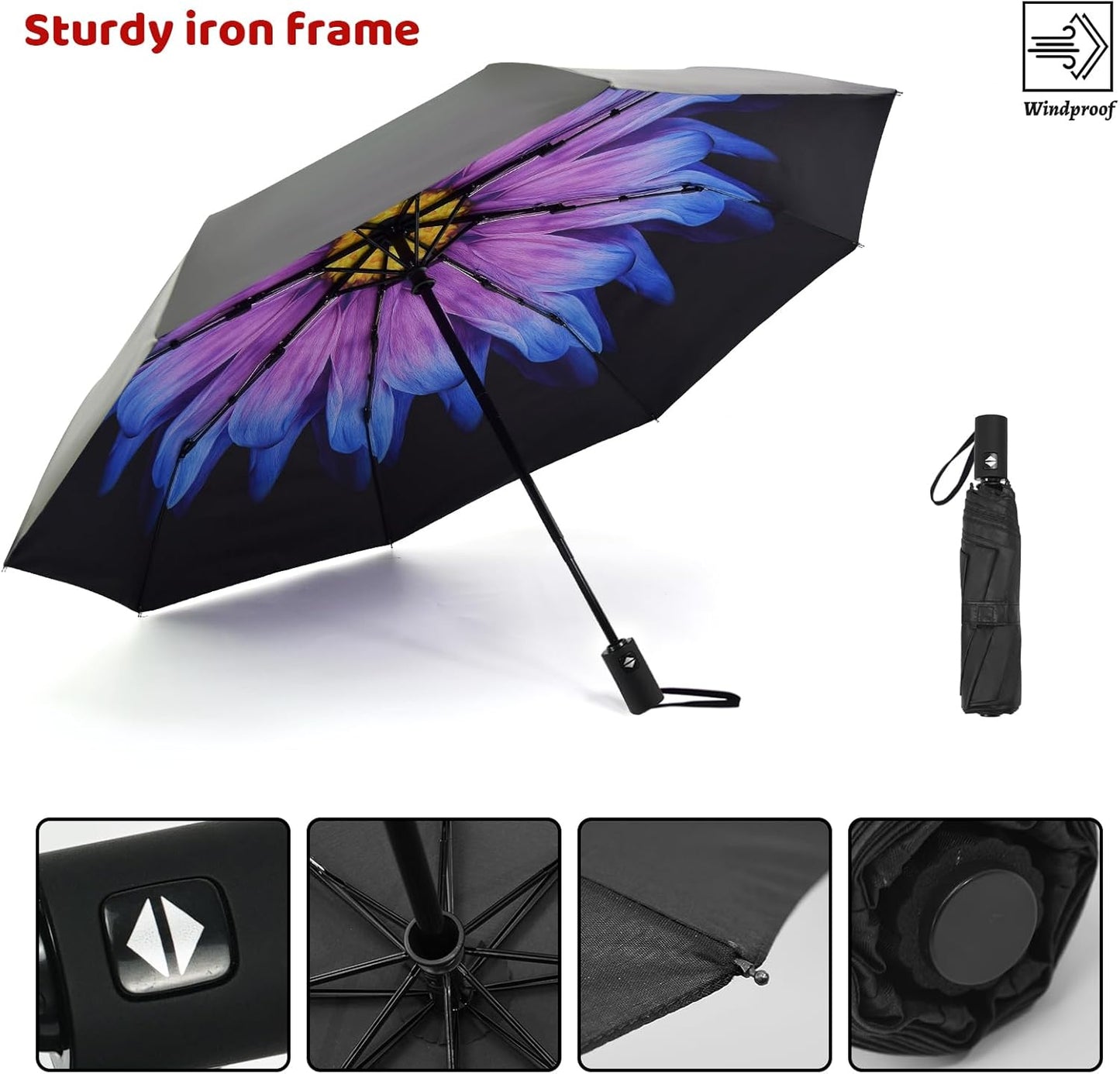 SY COMPACT Umbrella Automatic Travel Waterproof Light Folding Umbrellas Easy Carry for Women and Men