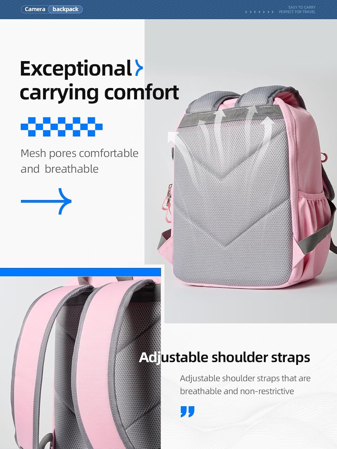 llano Compact Camera Backpack for DSLR/SLR/Mirrorless,Photography Bag with Laptop Slot (for 14" MacBook) & Tripod Holder, Ideal for Travel & Outdoor (for Canon, Nikon, Sony), Small, Pink,10L Capacity