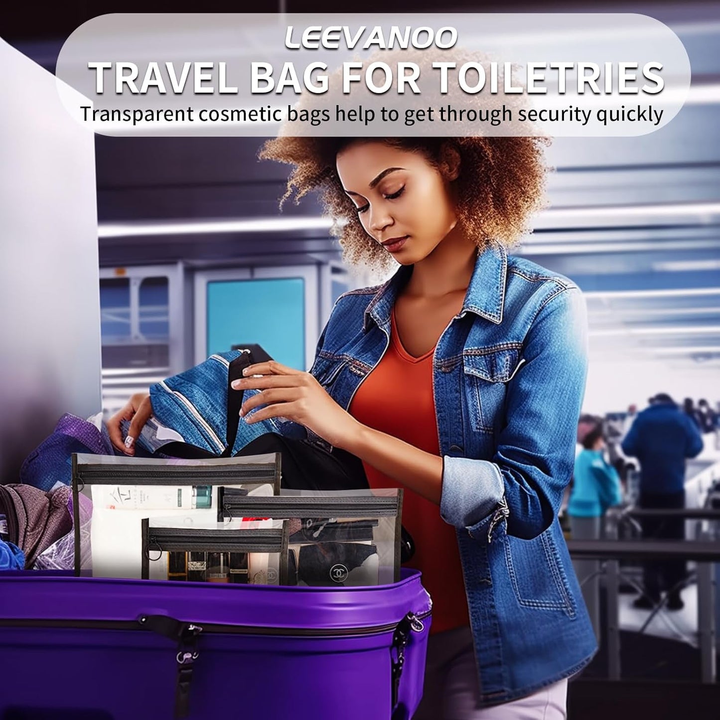 Clear Makeup Bags，small makeup bag,3pcs Makeup bag Hanging Pouches,mesh zipper pouch bags,purse organizer for Daily or Travel to Keep Small Items(Clear set)