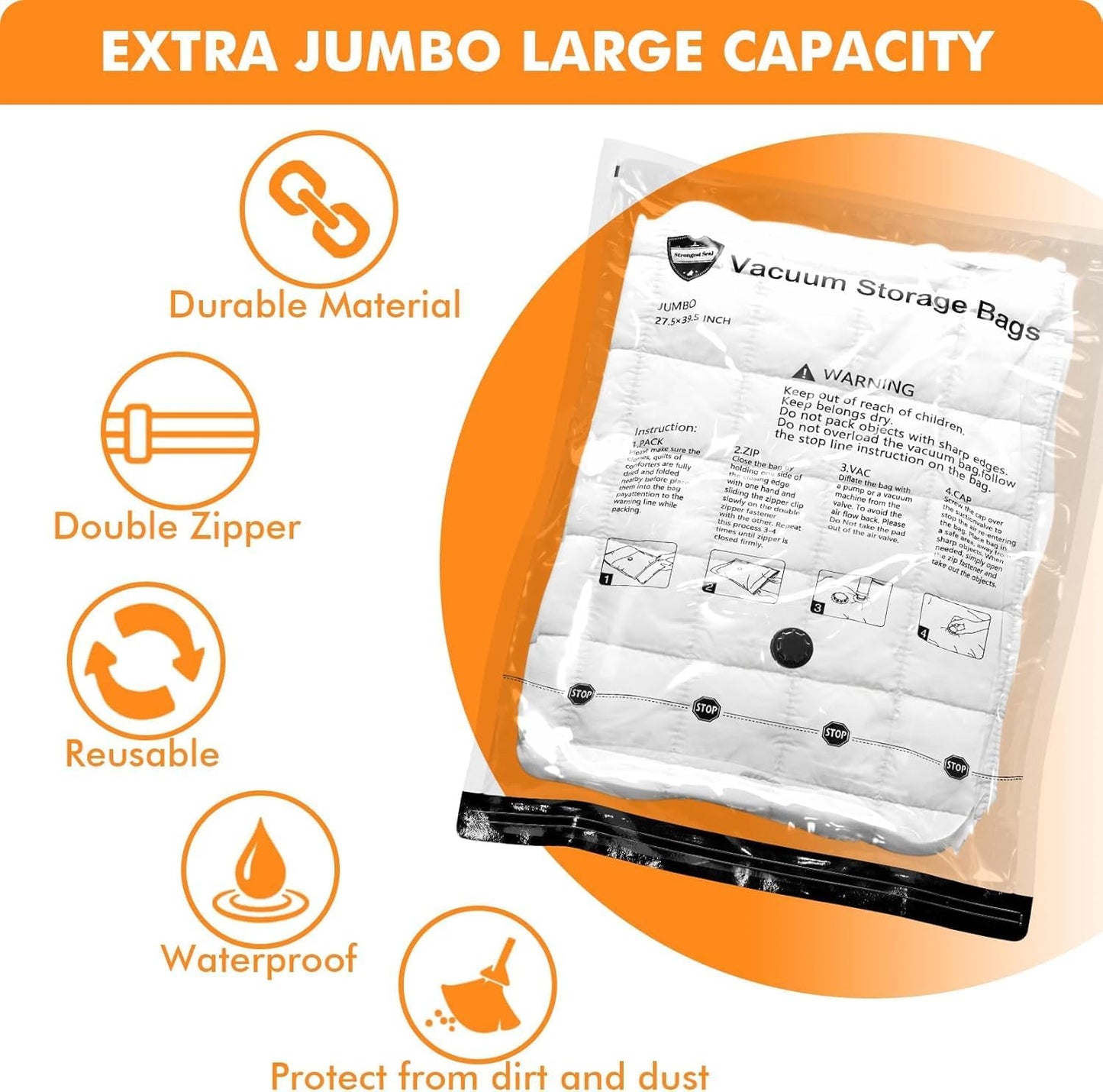 10 Small Vacuum Storage Bags with Electric Pump,Plastic Packaging Bags, Space Saver Bag for Clothes, Mattress, Blanket, Duvets, Pillows, Comforters, Travel