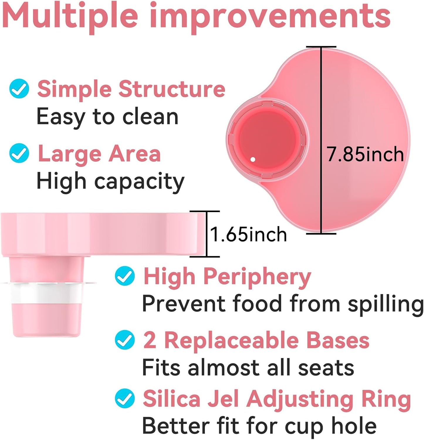 [2 Packs Blue & Pink] Kids Car Seat Tray, Travel Tray with Cup Holder for Toddler Baby, Kids Car Seat Food Snack Organizer for Road Trip, Stroller snack Organizer Travel Must Haves Toddler Must Haves