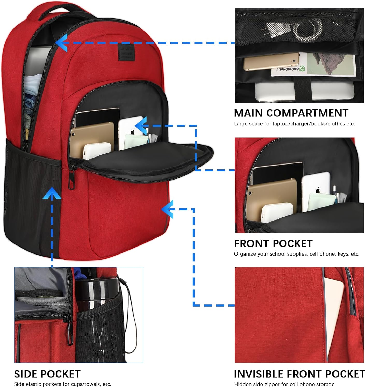 LARIPOP Extra Large Backpack,17.3 Inch Business Laptop backpack for Men Women with USB Charging Port,Water-Resistant Laptopack Weekender Daypack for Work College Computer