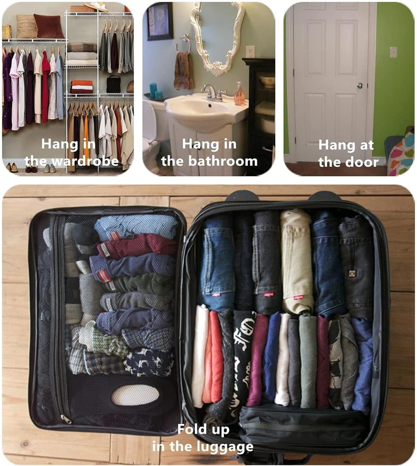 Foldable Clear Hanging Travel Toiletry Bag Cosmetic Organiser Storage