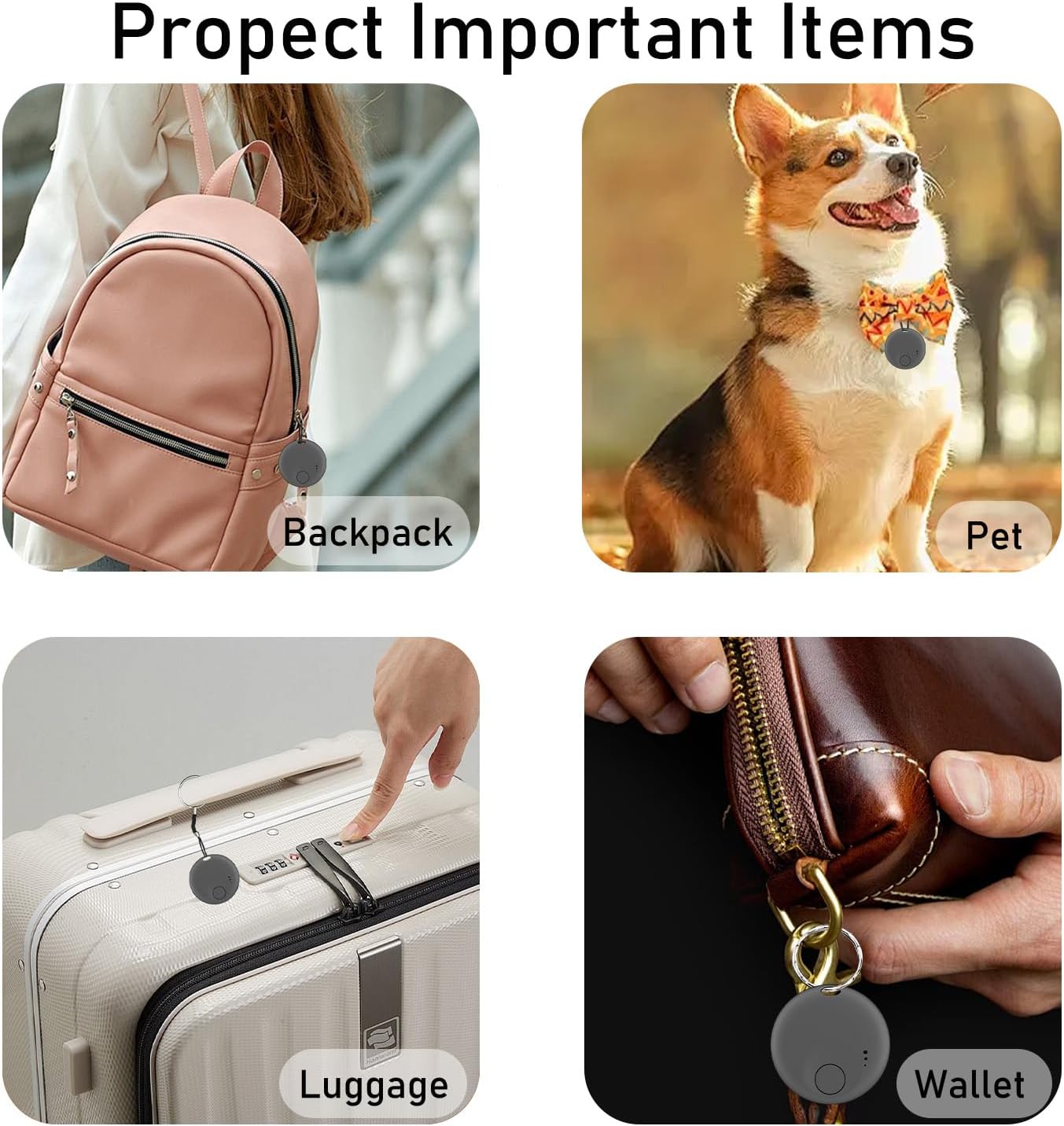 Air Tracker-4Pack,Smart Bluetooth Tracker,Item Finder Work with Apple Find My (iOS only),Luggage Tracker,Keys Finder Wallet,Bags,Pets, Locator Tracking Device for Home Outdoor Tracking Device