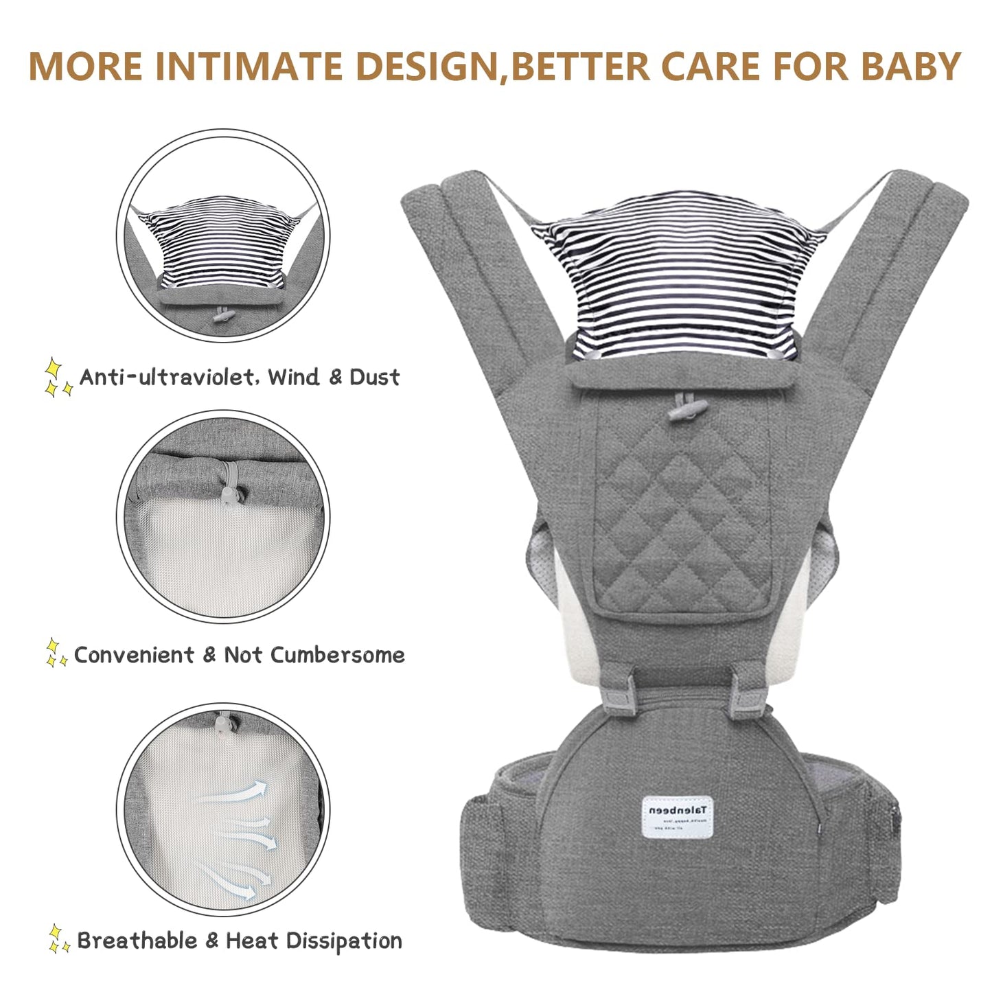 Baby Carrier, 6-in-1 Newborn to Toddler, Carrier with Hip Seat Lumbar Support 7-41 lbs, Adjustable Baby Holder Carrier for All Seasons & Positions