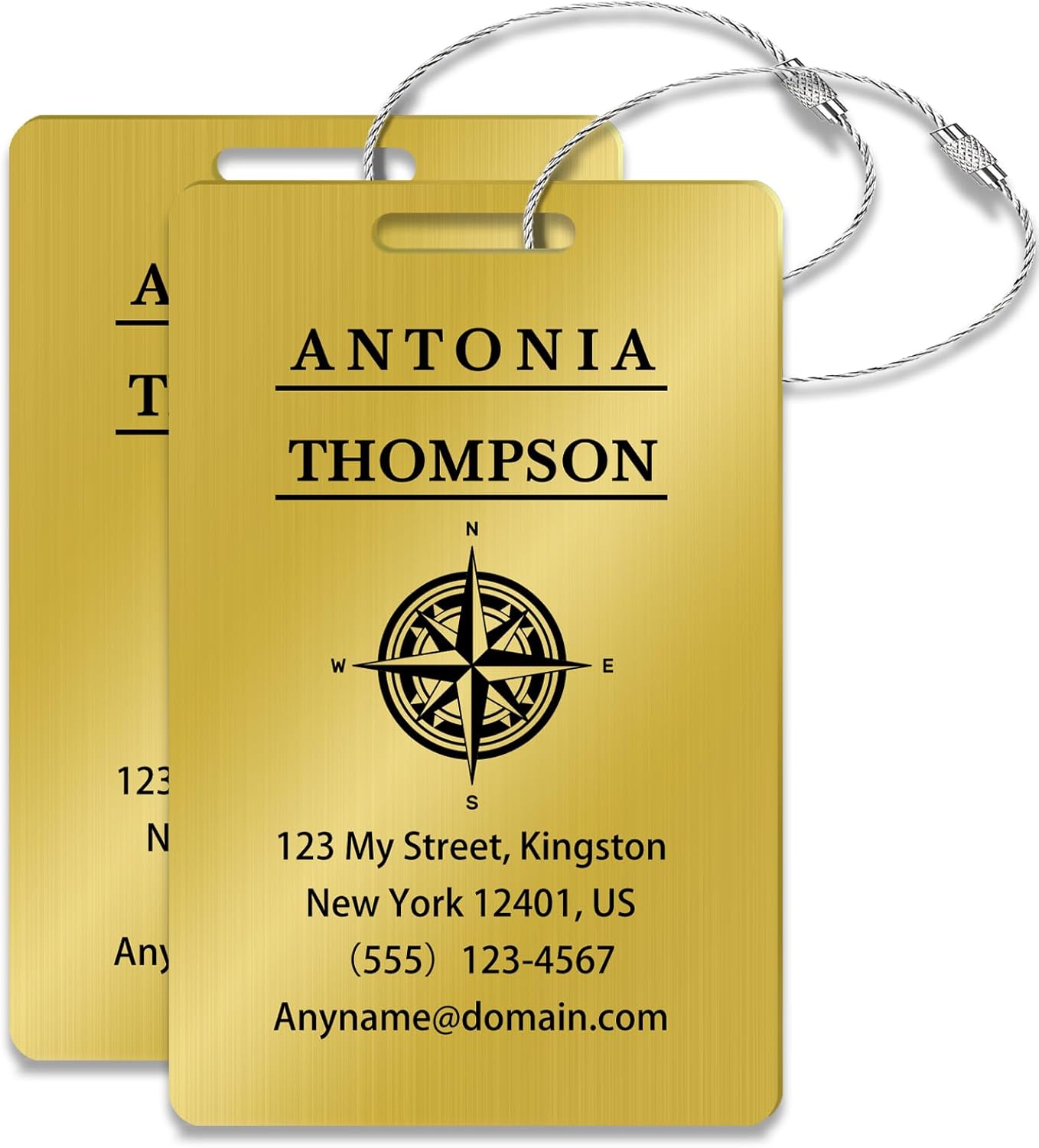 Personalized Luggage Tags for Suitcases (2/4/6/8 Pack) - Custom Engraved Metal Travel Tag, Customizable Pattern/Name/Text for Bags Backpacks Suitcases