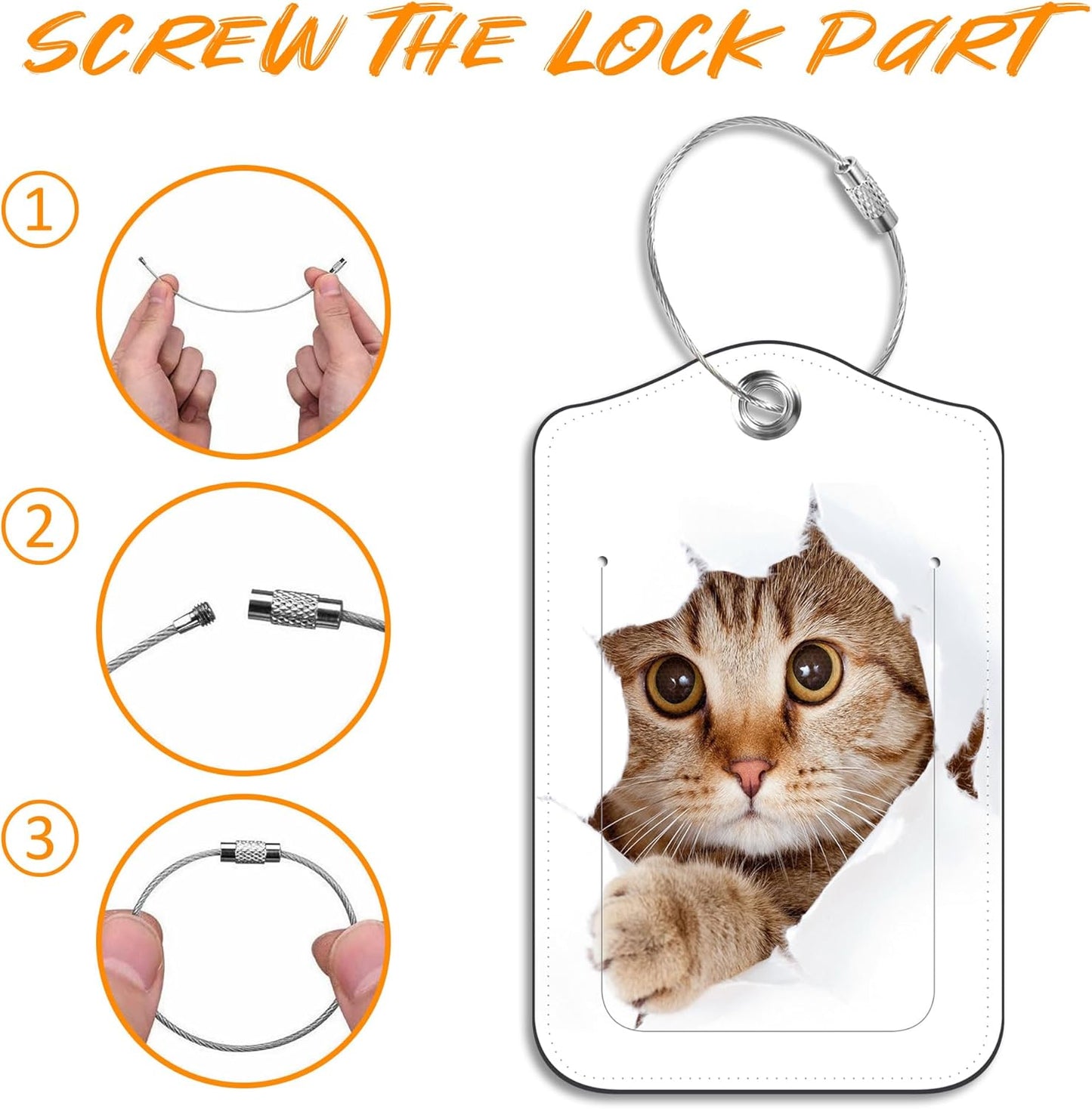 2 Pack Luggage Tag for Suitcase Cat and Butterfly in Hole Leather Travel Cruise Luggage Tag with Stainless Steel Loop Name ID Label Privacy Cover for Adults Teens Travel Bag Labels Set