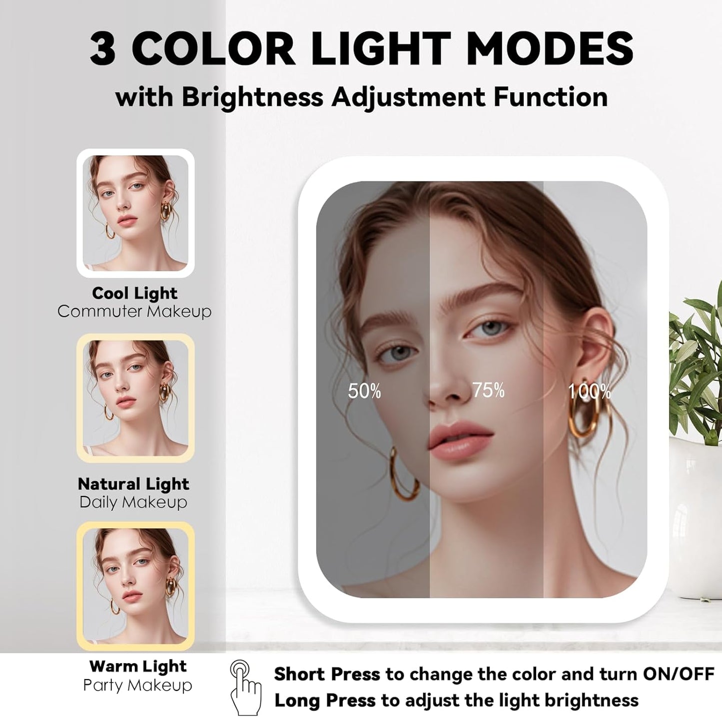 Travel Makeup Bag with LED Mirror with 3 Lighted Settings, Adjustable Dividers, Makeup Brush Storage Bag and Jewelry Case Pink