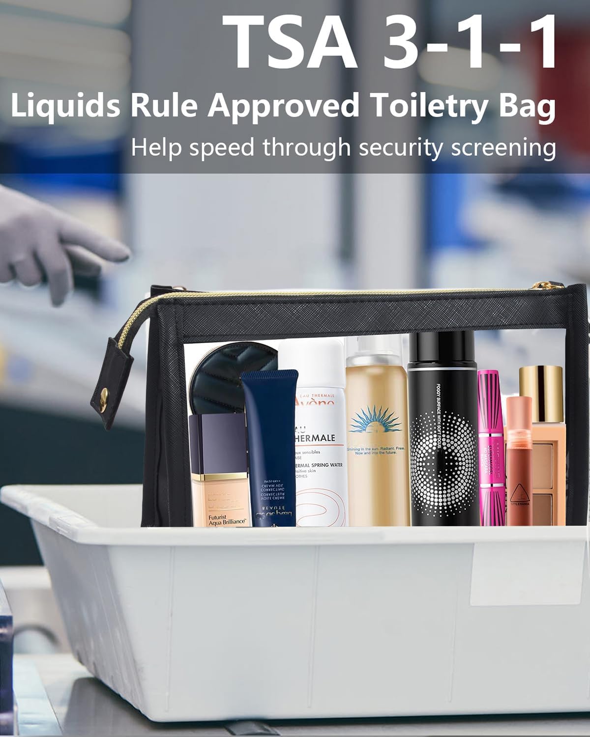 Clear Makup Bag, Clear Cosmetic Bags with Zipper Waterproof Small Travel Cosmetic Case Cute Make Up Pouch Mini Car Essentials for Women Travel Car Organizer