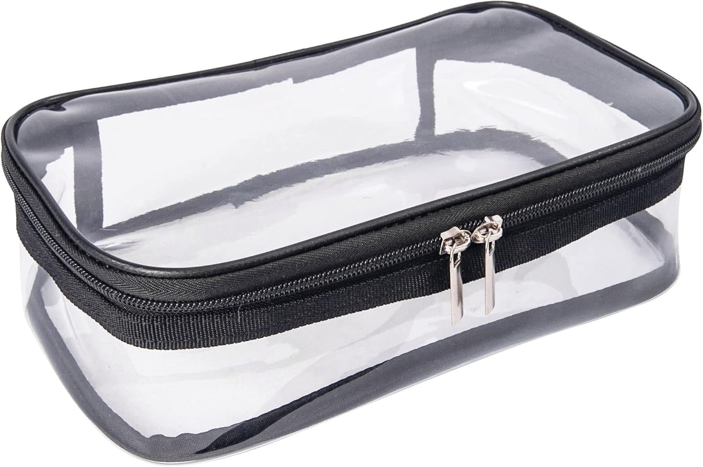 Portable Zippered Transparent Vinyl Travel Cosmetic Bag Clear PVC Makeup Kits Organizer Utility Pouch See Through Plastic TSA Approved Toiletry Carry Pouch