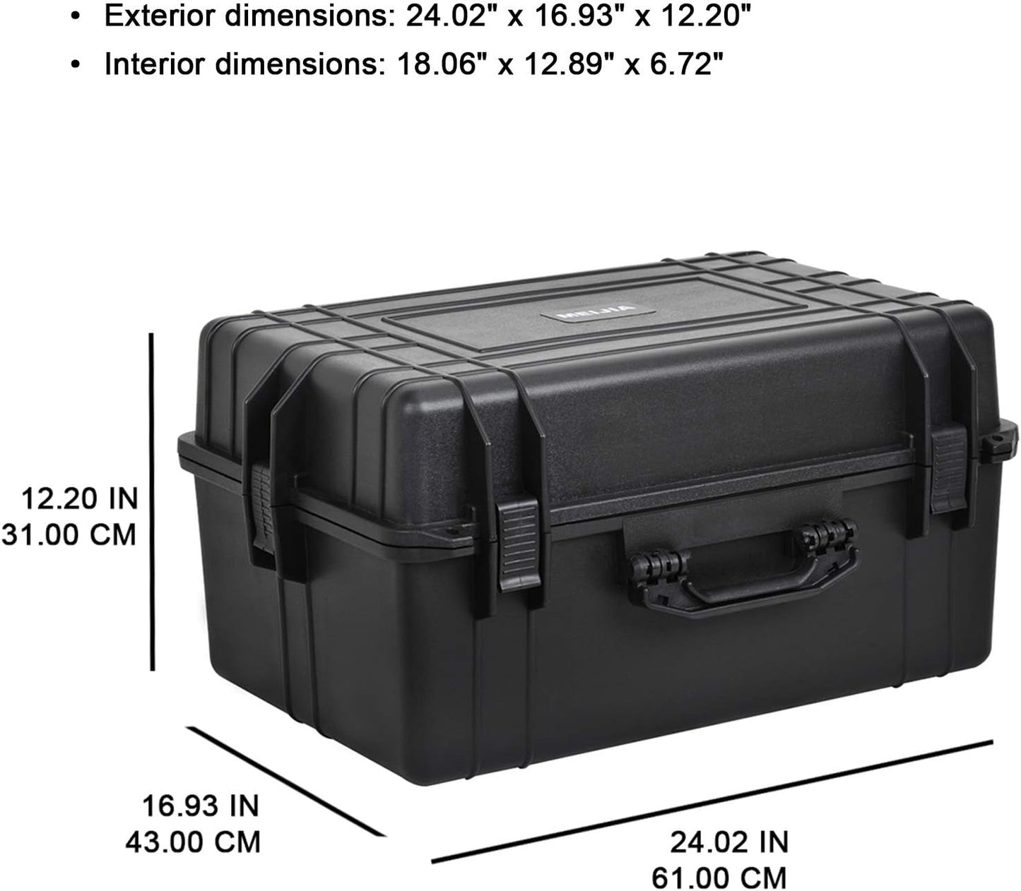 MEIJIA Portable Waterproof Protective Case,Hard Camera Case,Customized Fit Foam Inserted, Elegant Black,Fit for Camera, Equipments, Lens,Drones(Black)