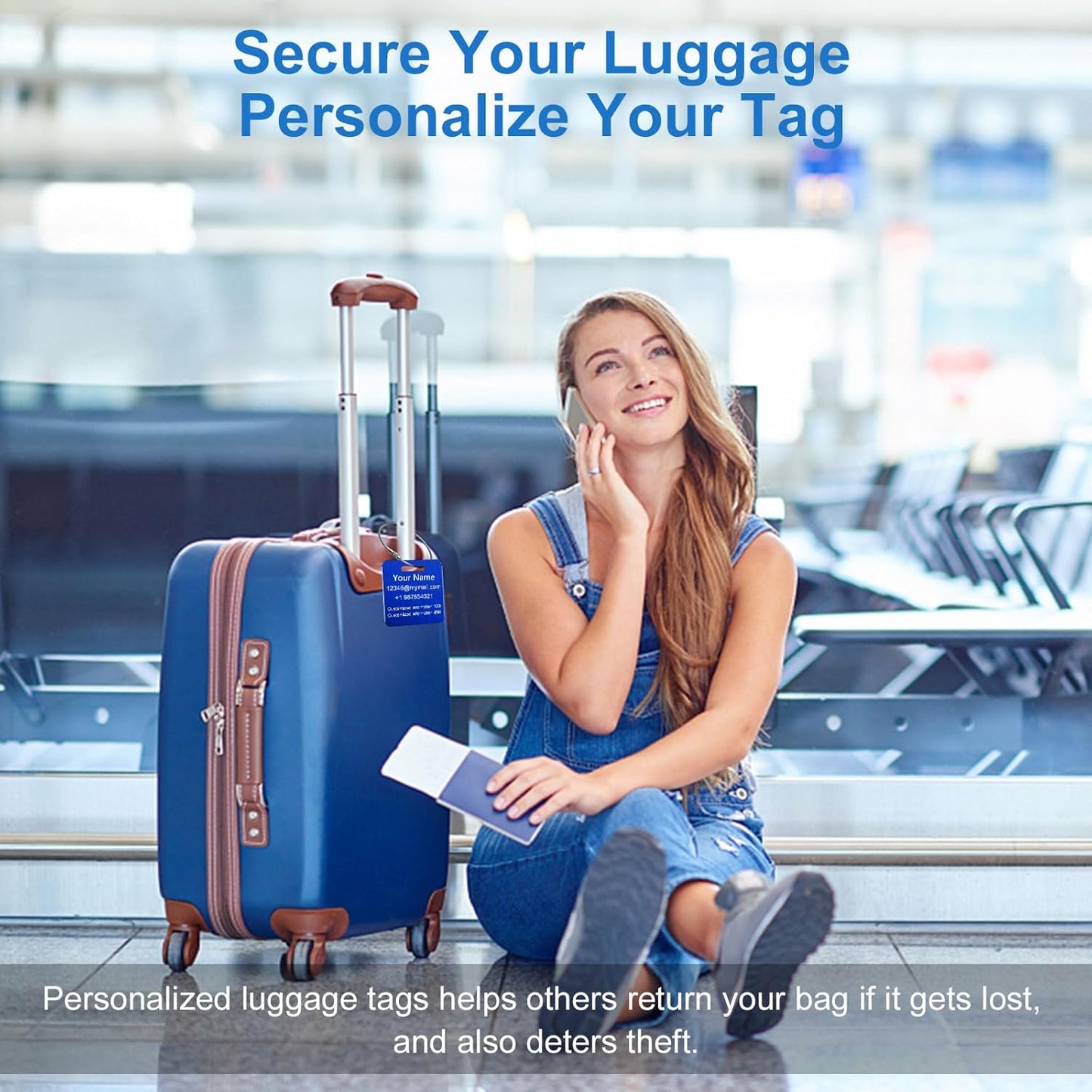 Stainless Steel Personalized Luggage Tags for Suitcases - Custom Name ID Travel Tags for Luggage, Backpacks, Baggage and Bags - Metal Unique Lable - Travel Essentials Accessories for Kids, Women, Men