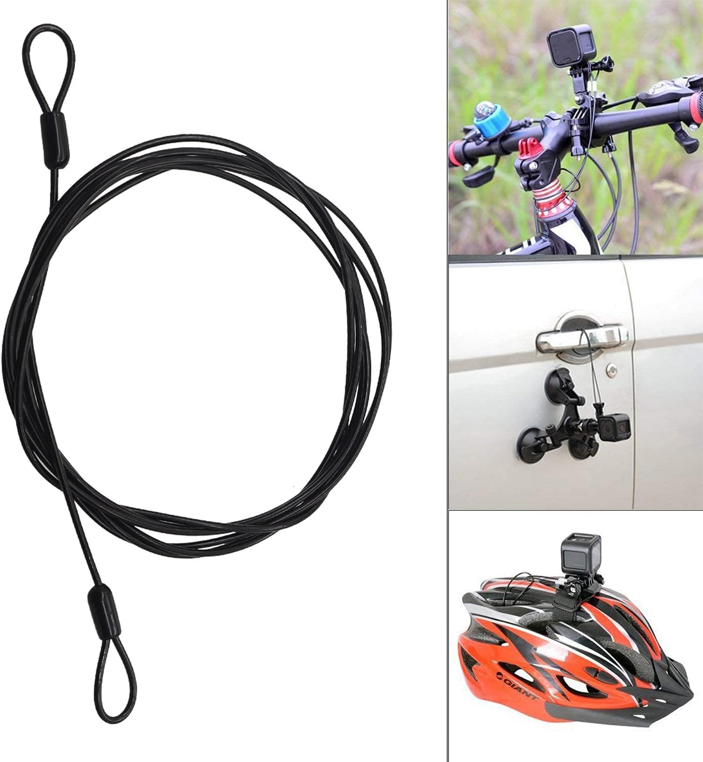 3mm 200CM/6.6ft Long Outdoor Travel Security Cable Lock,Braided Steel Coated Safety Cable Luggage Lock,Safety Cable Wire Rope Chain Lock Double Loop Lightweight (2 Pack)