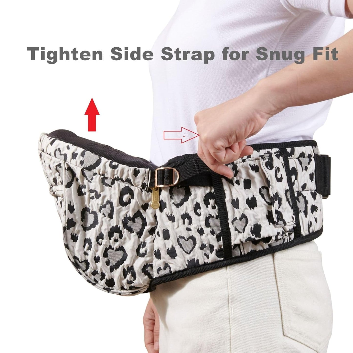 Sunveno Hip Baby Carrier with Seat,Ergonomic Baby Hip Carrier,Front-Facing Baby Holder,Anti-Slip Seat Surface,Wide and Adjustable Waistband,Multiple Pockets,Newborn to Toddler up to 45lbs,Leopard