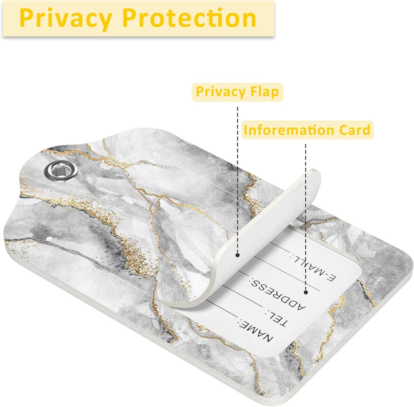 2 Pack Abstract Marble Luggage Tag for Suitcases Marble with Gold Veins PU Leather Bag Travel Suitcase ID Identifier Baggage Tags for Women Men Travel