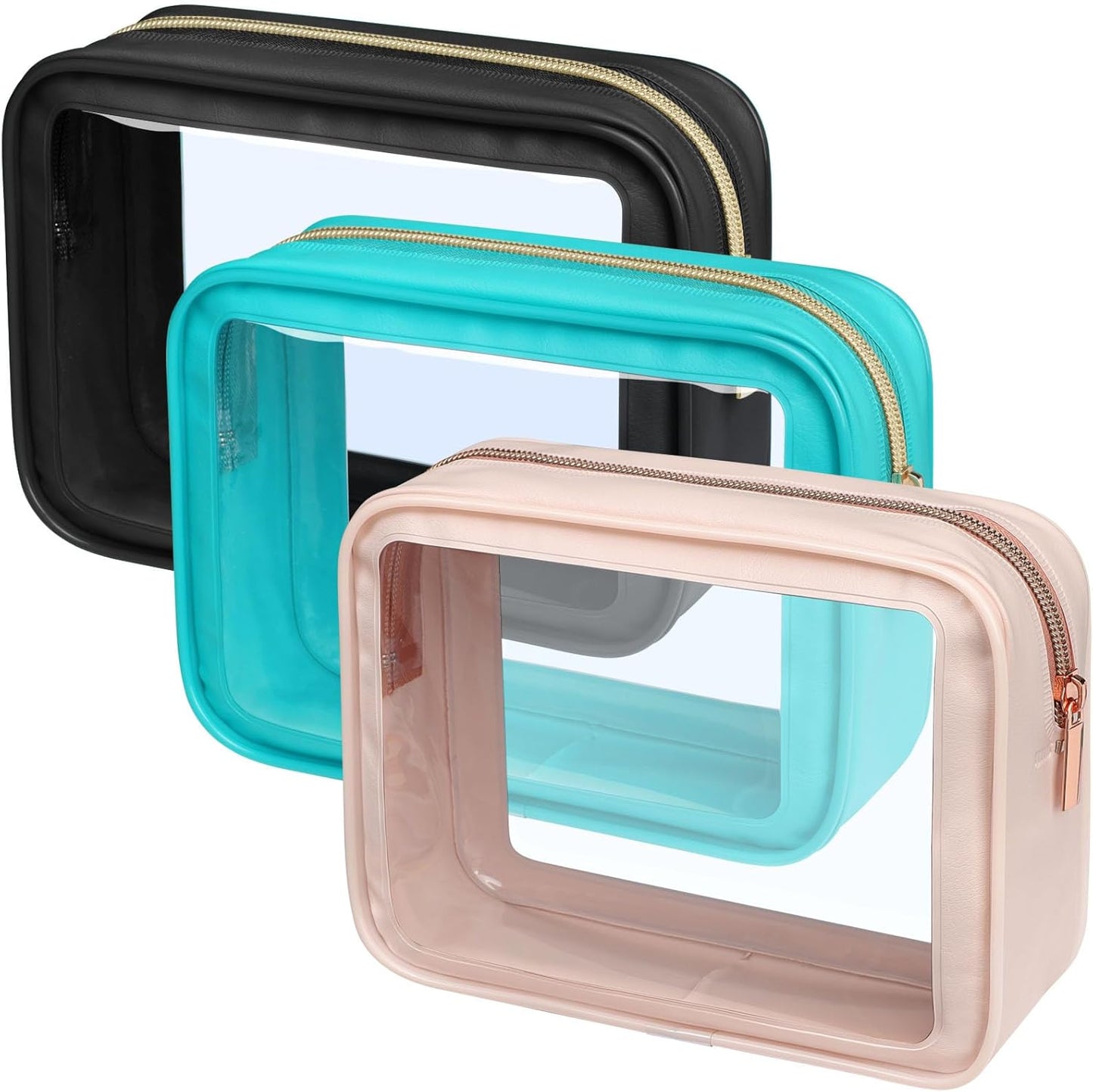 PACKISM TSA Approved Toiletry Bag - Upgrade Color-Edged Clear Makeup Bags, Clear Toiletry Bags For Traveling Fits Various Storage Needs