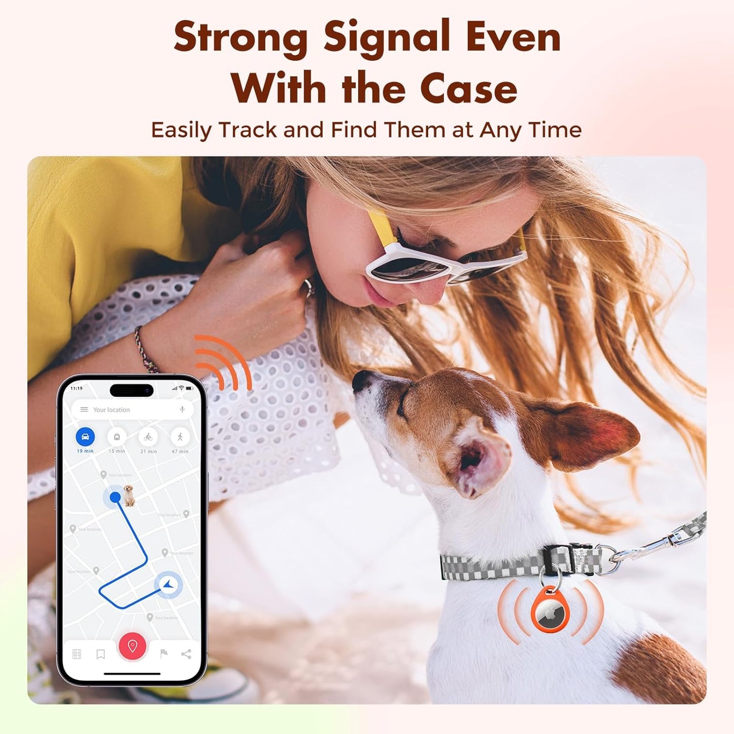 UNBREAKcable AirTag Holder for Apple - 4 Pack Air Tag Case [Fit Tightly Design] [Easy to Install] [Hold Air Tag Securely] Waterproof TPU Shell Protective Cover with All Metal Keychain (Orange&Green)