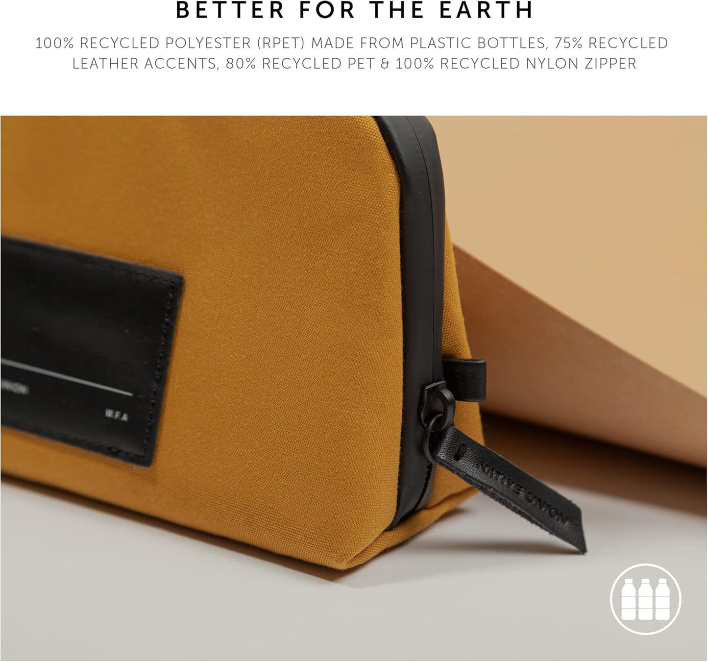 Native Union Stow Lite Organizer W.F.A Tech Organizer – Minimalist Travel Pouch Made of Recycled Materials for Everyday Accessory Storage & Protection – Stores Cables, Chargers & More (Kraft)