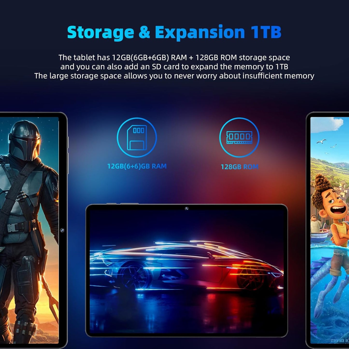 2025 Upgraded Android 14 Tablet, 11inch Tablet PC,Support Face Unlock, Octa-core CPU,12GB+128GB+1TB Expand, 8000mAh Big Battery, 18W Fast Charging, WiFi6, BT5.0,Touchscreen Display Tableta with Case