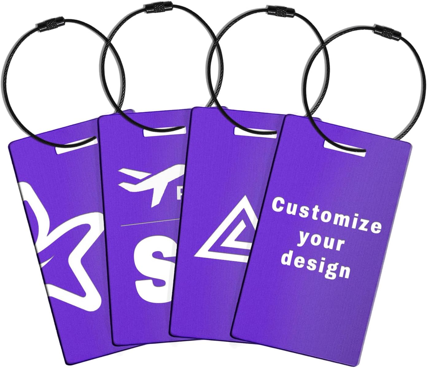 4PCS Personalized Luggage Tags for Travel Durable Aluminium Luggage Tags for Suitcases Custom Bag Tags for Backpacks Heavy Duty Personalized Name Tags for Birthday Gifts(Small,Purple)