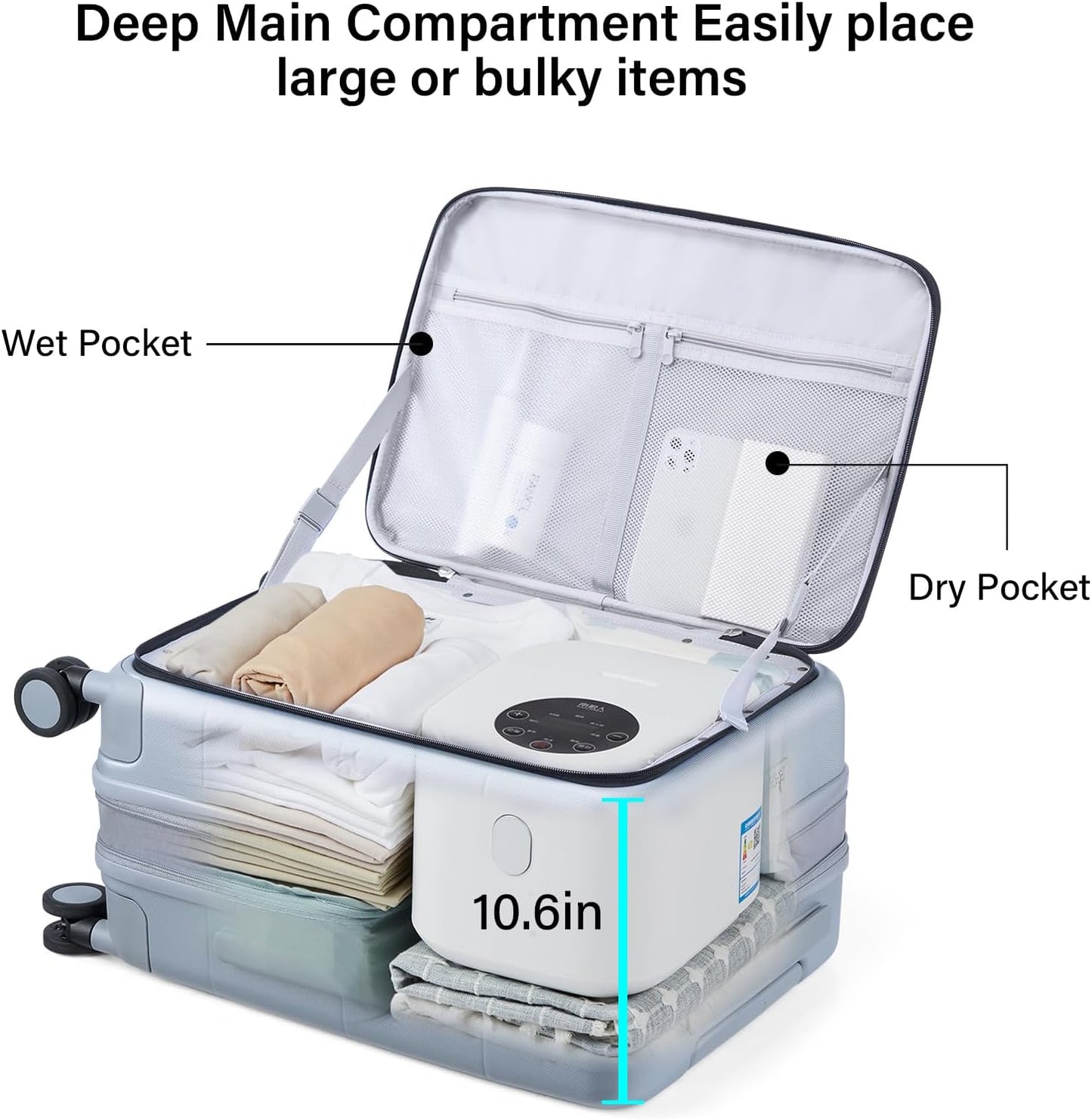 Hanke Hardside Expandable Carry On Luggage, 20 Inch Top Opening Trunk Luggages with Spinner Wheels, All-PC Hard Shell Carry-On Suitcase, Lightweight & TSA Airline Approved (Grey, 46L)