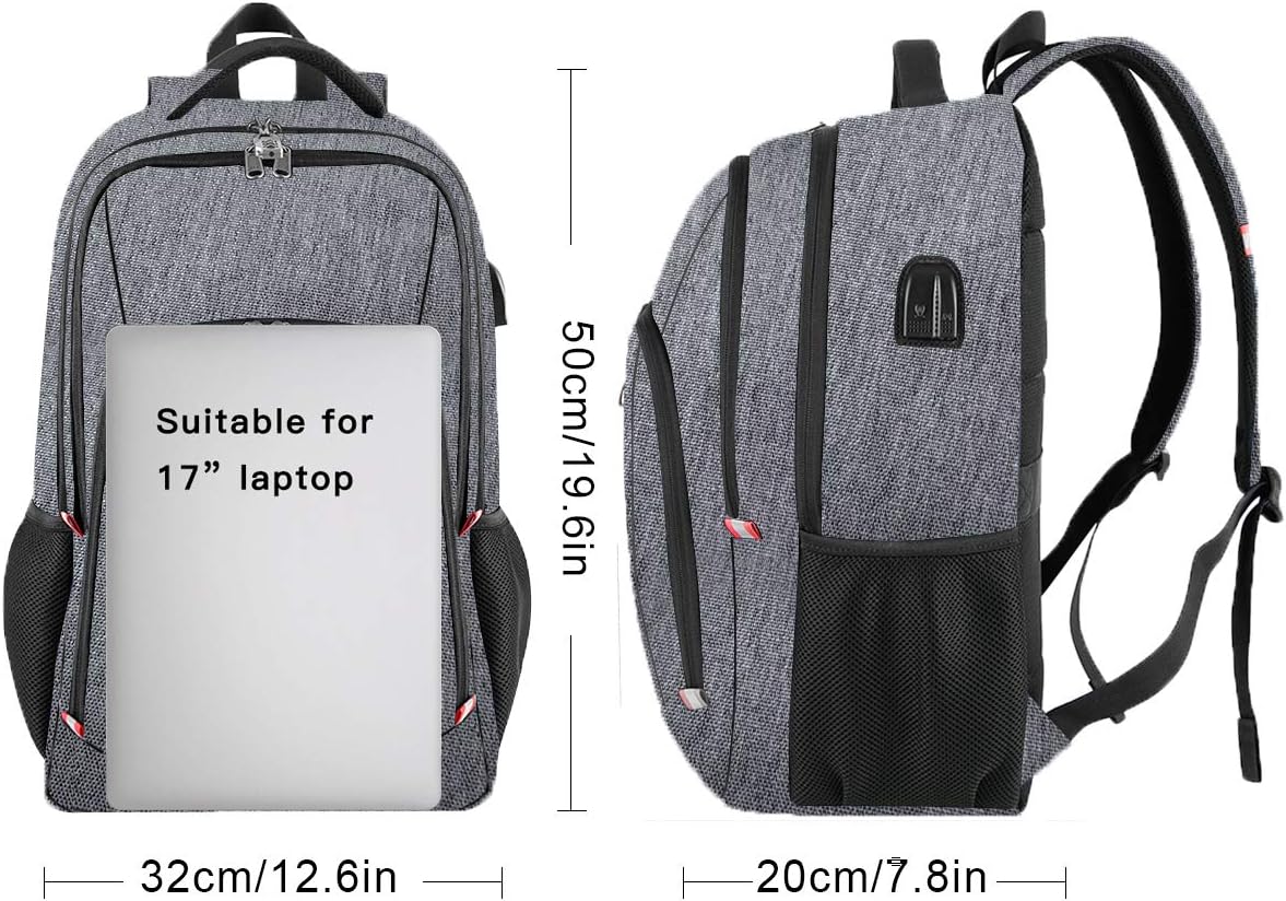 Laptop Backpack for Men, Large Anti-Theft Business Travel Backpack with USB Charging Port, Water Resistant College School Computer Bag for Men/Women for 17 Inch Laptop and Notebook