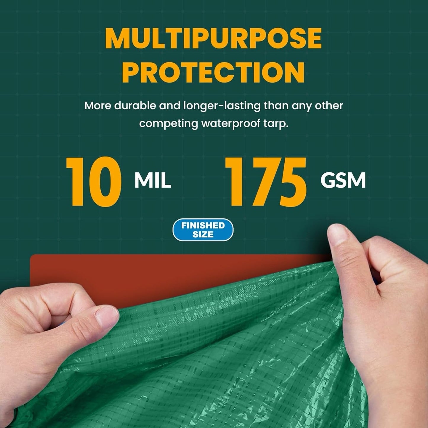 Large Waterproof Tarp - Heavy Duty 10 Mil Thick Poly Tarpaulin Ideal for Canopy Tents, Boats, RV or Pool Covers - Multipurpose Protective Tarps with Grommets for Indoor and Outdoor Use | 12' x 12'